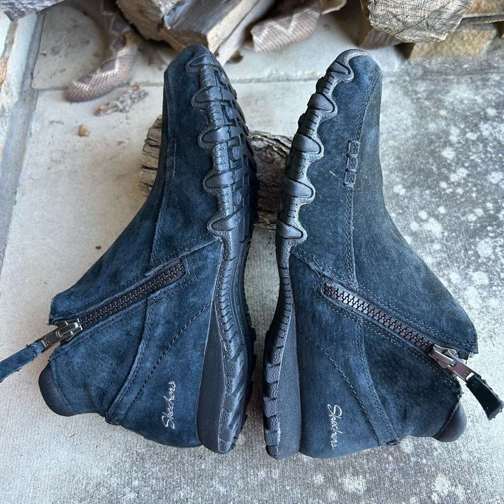 Skechers relaxed fit bikers zappiest black suede ankle boots Sz-8.‎ M - Picture 4 of 12